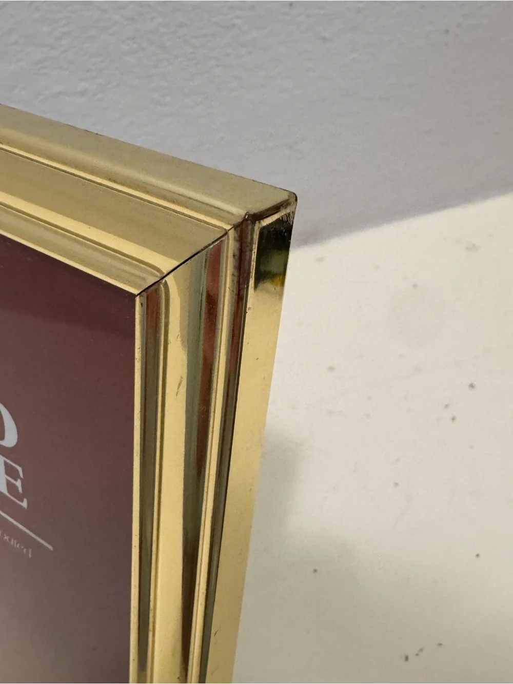 Vintage Brass 5x7 Picture Frame w/ Blue Velvet Backing & Easel